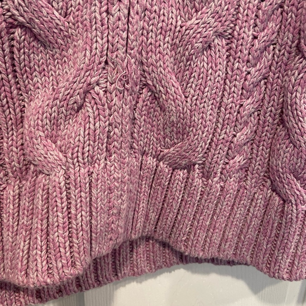 L.L. Bean Size M Lavender Long Sleeve Cable Knit Full Zip Mock Neck Cardigan - Picture 3 of 12